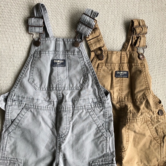 OSHKOSH B/'GOSH Infant Boys Red Canvas Shortalls NWT short overalls bib pants